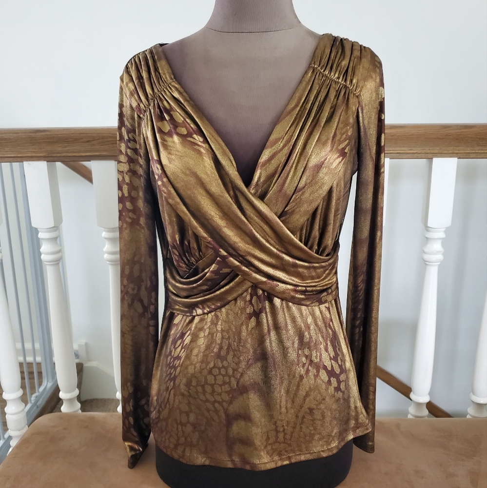 Cache Bronze and Brown v-neck